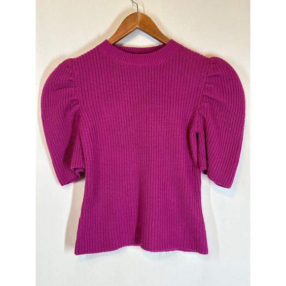 LUCYPARIS VTG Sweater S Fuchsia Puffed Sleeve Cottagecore Coquette Y2K Disco - Picture 2 of 13